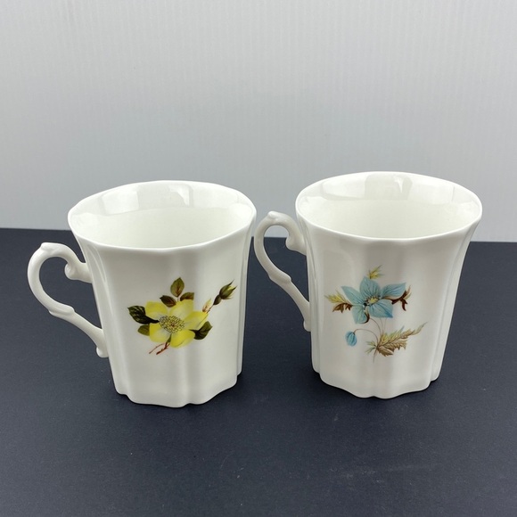 Royal Grafton Fine Bone China Tea Mugs Floral with Ridged Sides Set of 4 - Picture 6 of 10